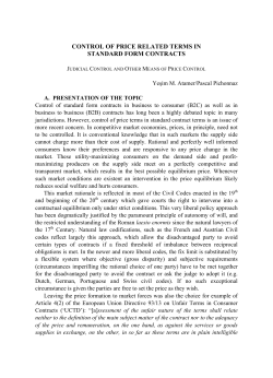 control of price related terms in standard form contracts