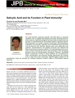 Salicylic Acid and its Function in Plant ImmunityF