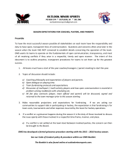 season expectations for coaches, players, and parents