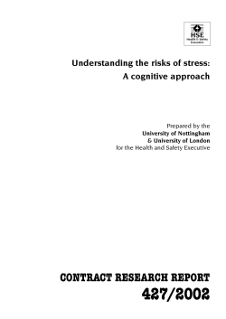 crr 2002/427 understanding the risks of stress: a cognitive approach