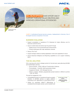 HCL helps optimize cost, effort and IT support through value creation