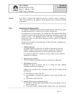 Leave of Absence - City of Albany, Oregon