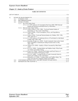 Exposure Factors Handbook - Chapter 12: Intake of Grain Products