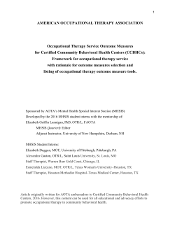 Occupational Therapy Outcome Measures for Community