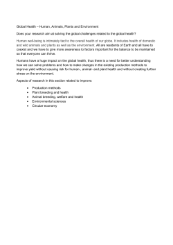 Global Health &ndash; Human, Animals, Plants and Environment Does
