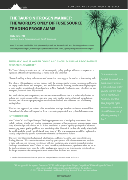 the taupo nitrogen market: the world`s only diffuse source trading