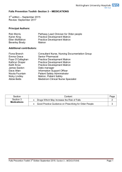 Falls Prevention Toolkit- Section 3 – MEDICATIONS 3 edition