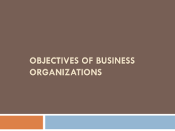 Objectives of business organizations
