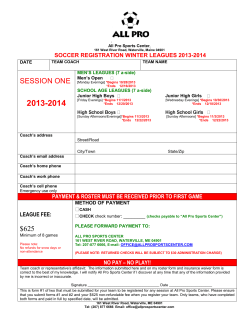 Soccer League reg Sess One 2013-14