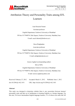 Attribution Theory and Personality Traits among EFL Learners