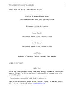 THE AGENCY OF HARMFUL AGENTS 1 Running head: THE