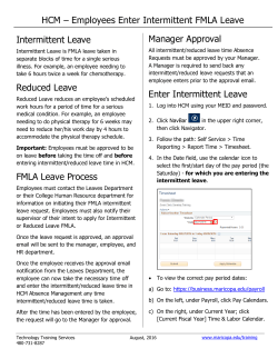 Employees Enter Intermittent FMLA Leave