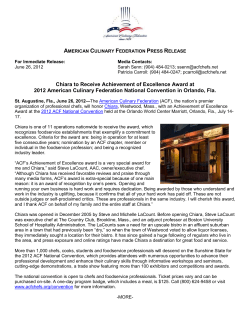 american culinary federation press release