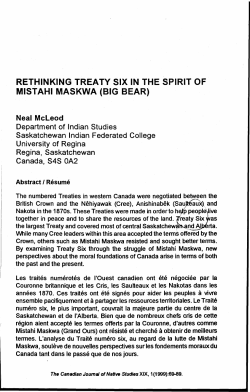 rethinking treaty six in the spirit of mistahi maskwa