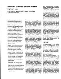Outcome of anxiety and - Foundation for Excellence in Mental