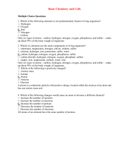 Basic Chemistry and Cells