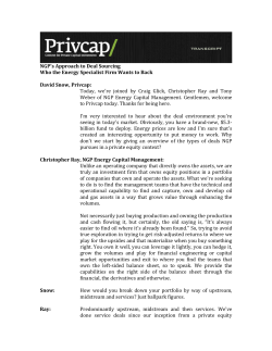NGP`s Approach to Deal Sourcing Who the Energy