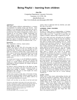 Being Playful &ndash; learning from children