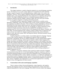 1. Introduction This chapter introduces a cognitive