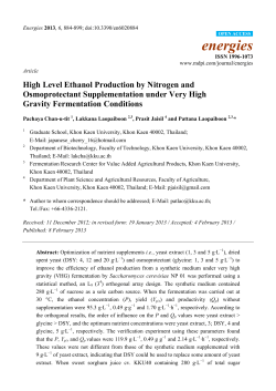 High Level Ethanol Production by Nitrogen and