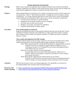 PRAISE-QUESTION-POLISH (PQP) Strategy PQP is a peer
