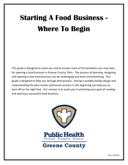 Starting A Food Business - Greene County Public Health
