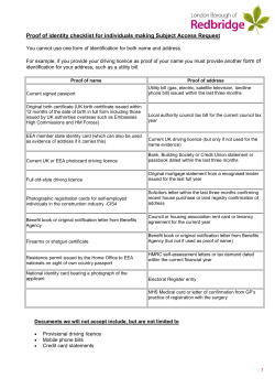 Proof of identity checklist for individuals making Subject