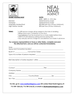 EXHIBIT HOSTESS/HOST RATES: $200 - $400 / 6 - 8 hr