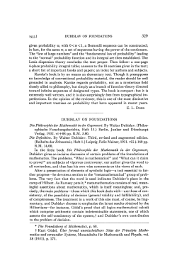 DUBISLAV ON FOUNDATIONS given probability w, with 0<w<l, a