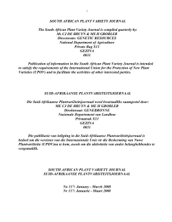 SOUTH AFRICAN PLANT VARIETY JOURNAL The South African