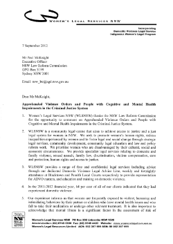 Apprehended Violence Orders and People with Cognitive and