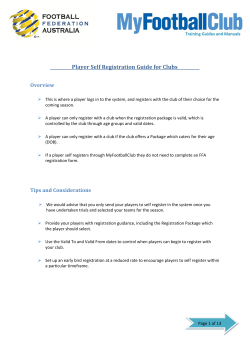 Player Self Registration Guide for Clubs