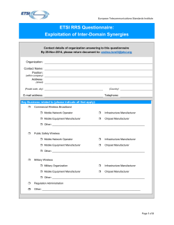 ETSI RRS Questionnaire on Exploitation of Inter