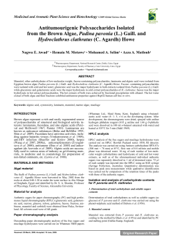 Antitumourigenic Polysaccharides Isolated from the Brown Algae