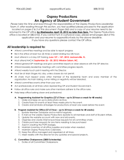 Osprey Productions An Agency of Student Government