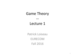 Game Theory -- Lecture 1