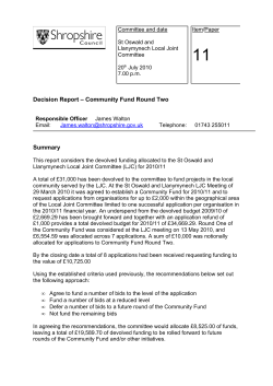 Community Fund Round Two Summary