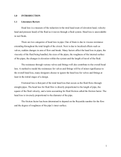 INTRODUCTION 1.1 Literature Review Head loss is a measure of