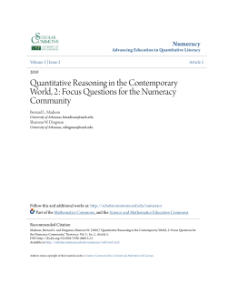 Quantitative Reasoning in the Contemporary