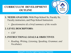 Bah&ccedil;eşehir University English Preparatory Programme Bloom`s