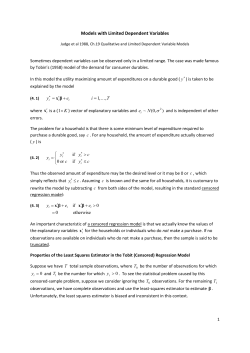 Models with Limited Dependent Variables Judge et al 1988, Ch.19