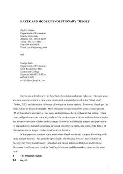 hayek and modern evolutionary theory