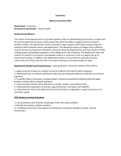 Economics Master Assessment Plan Department