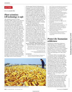 Plant scientists: GM technology is safe Protect the Tasmanian