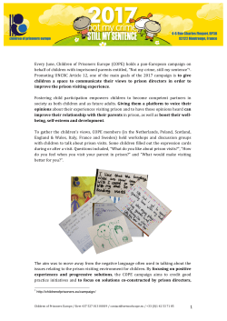 Every June, Children of Prisoners Europe (COPE) holds a pan