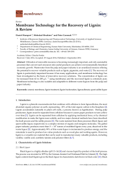Membrane Technology for the Recovery of Lignin: A Review