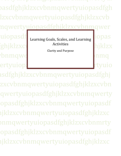Learning Goals, Scales, and Learning Activities