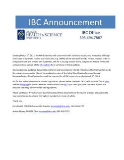 New NIH Regulations for Synthetic Nucleic Acid Molecules