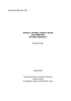 Discussion Paper No. 753 SOCIALLY OPTIMAL