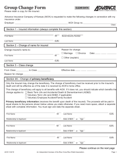 Group Change Form - Advance Insurance Company of Kansas